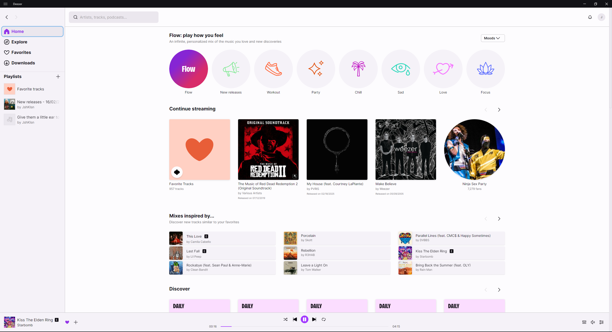 Screenshot of Deezer Desktop 7.0.20 running on Windows 11