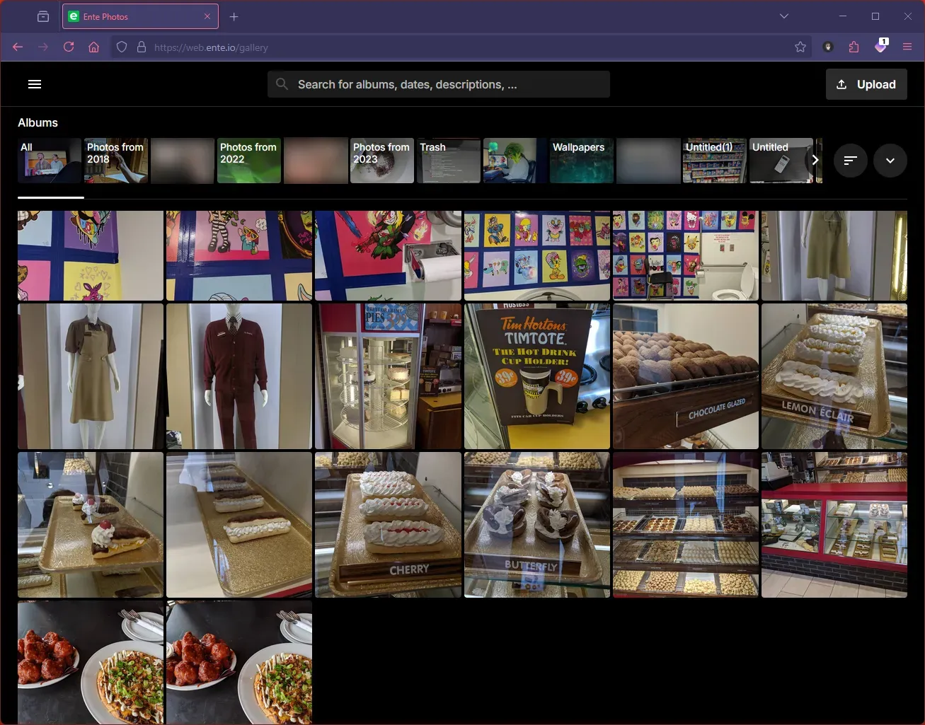 Screenshot of Ente Photos Web running in Firefox